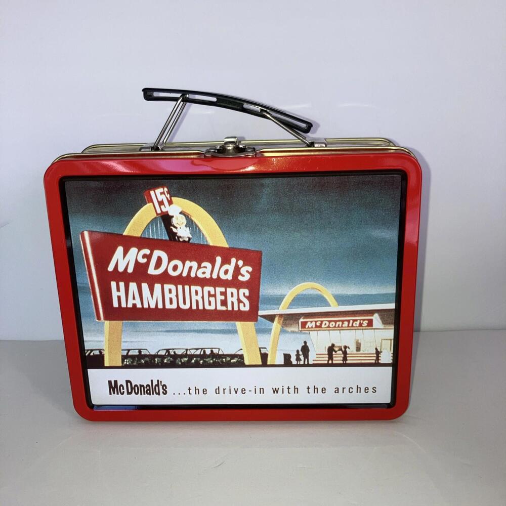 Vintage McDonald's Hamburgers Collectible Tin Lunch Box Mini Metal 1998 NEW
